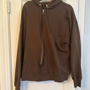 Brown Hanes Zip Up
